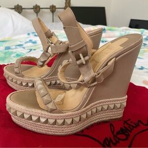Christian Louboutin Tan Wedge Sandals